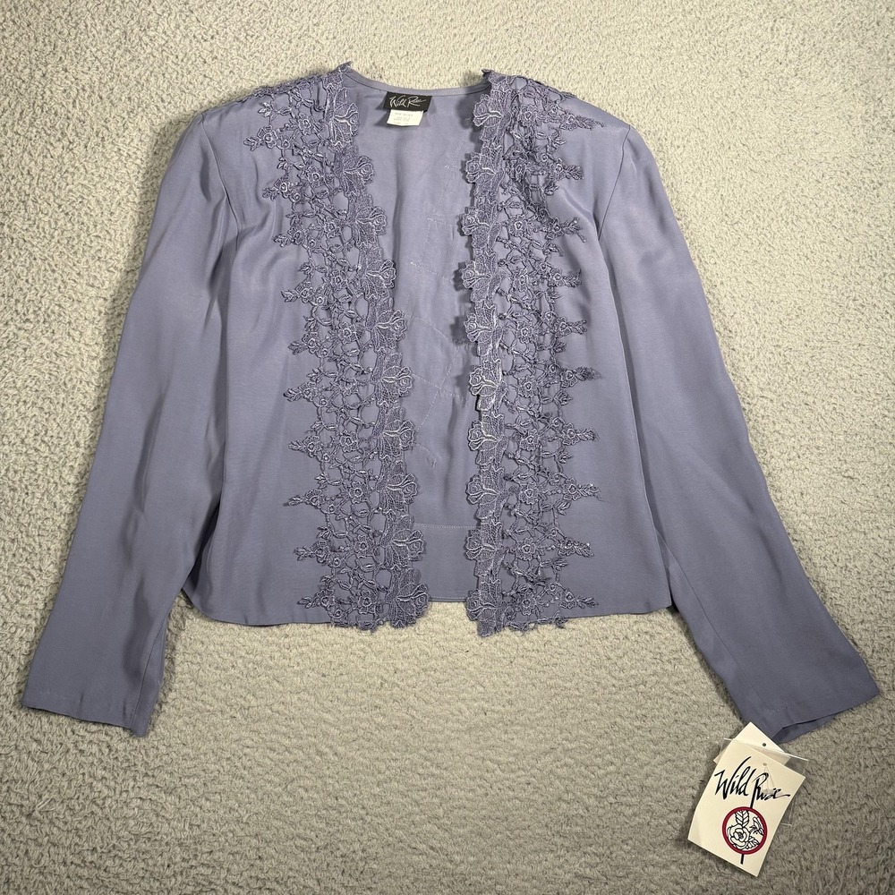 Wild Rose Lace Jacket Womens 16 Purple Open Front Formal Dressy Party Occasion - Picture 2 of 16